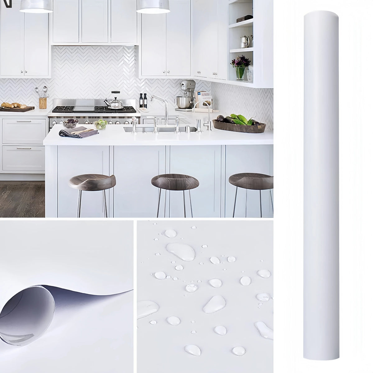 White Peel & Stick Wallpaper – Waterproof PVC Self-Adhesive Peel & Stick Wallpaper Babs