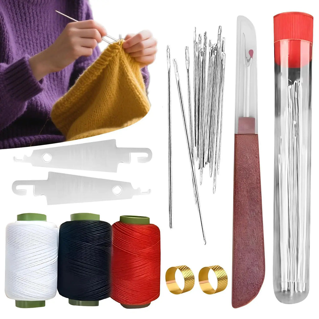 37-Piece Big Eye Sewing Kit – Needles, Thimble & Threader Sewing Needle Kit Babs