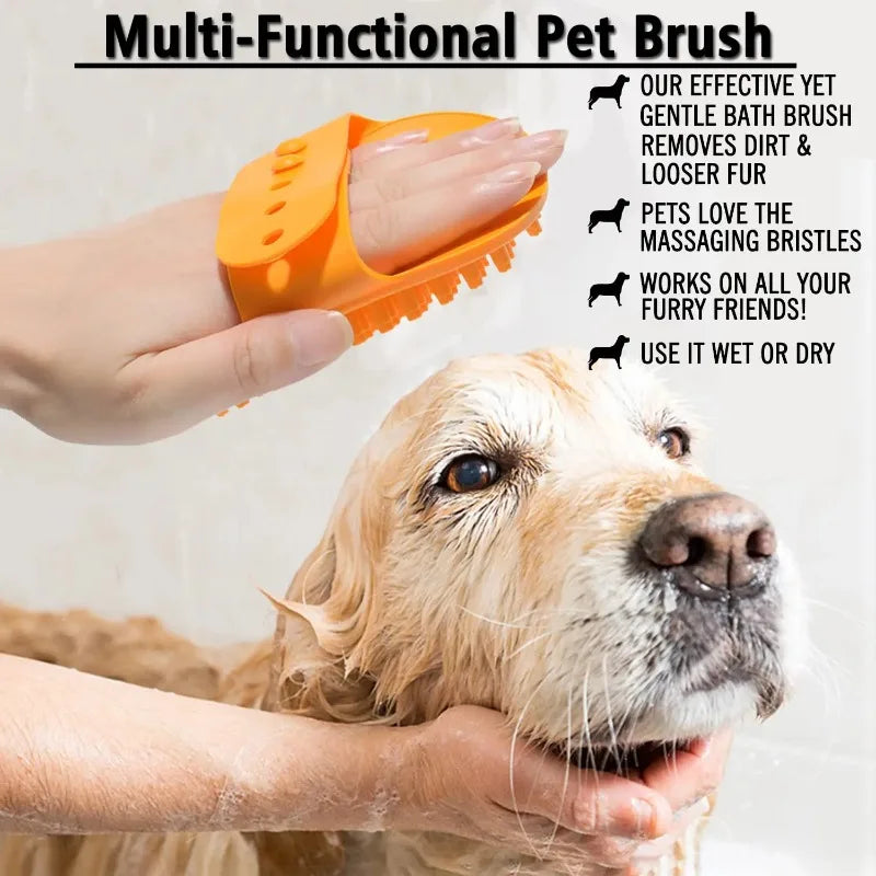 Dog Bath Brush – Rubber Grooming Curry Comb for Dogs & Cats Pet Grooming Brush Babs