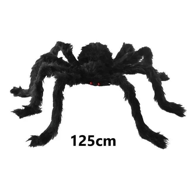 Lifelike Black Spider & Cobweb Halloween Decoration Set Halloween Decoration Set Babs 125cm black spider