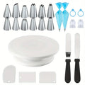 24-Piece Cake Decorating Set – Turntable, Piping Tips & Tools Cake Decorating Set Babs 24PCS-White