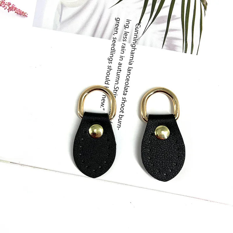 2PCS Leather D-Ring Buckle DIY Bag Strap Accessories | Multi-Color Leather Bag Hardware Babs black