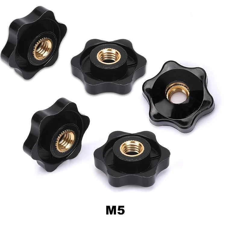 M5–M10 Copper Thumb Knob Nut – Star Hand Tighten Clamping Knob Thumb Knob Nut Babs 5Pcs-M5