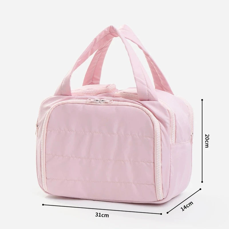 Women's Large Toiletry Bag – Wide-Open Puffy Makeup Organizer Toiletry & Makeup Bag Babs Pink