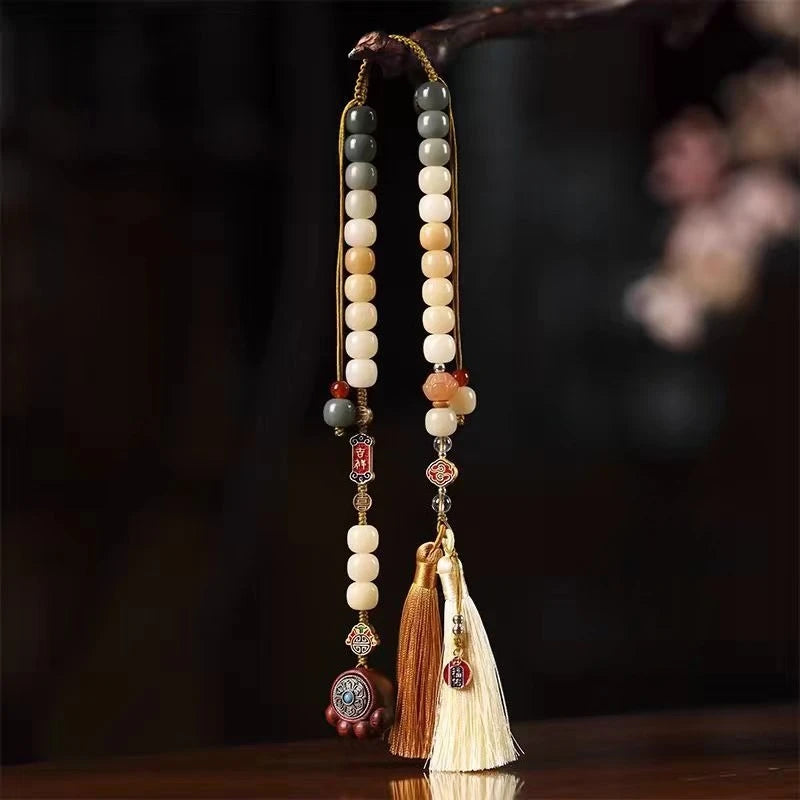 Handmade Bodhi Bead Car Pendant – Vintage Enamel Lucky Ornament Car Hanging Ornament Babs