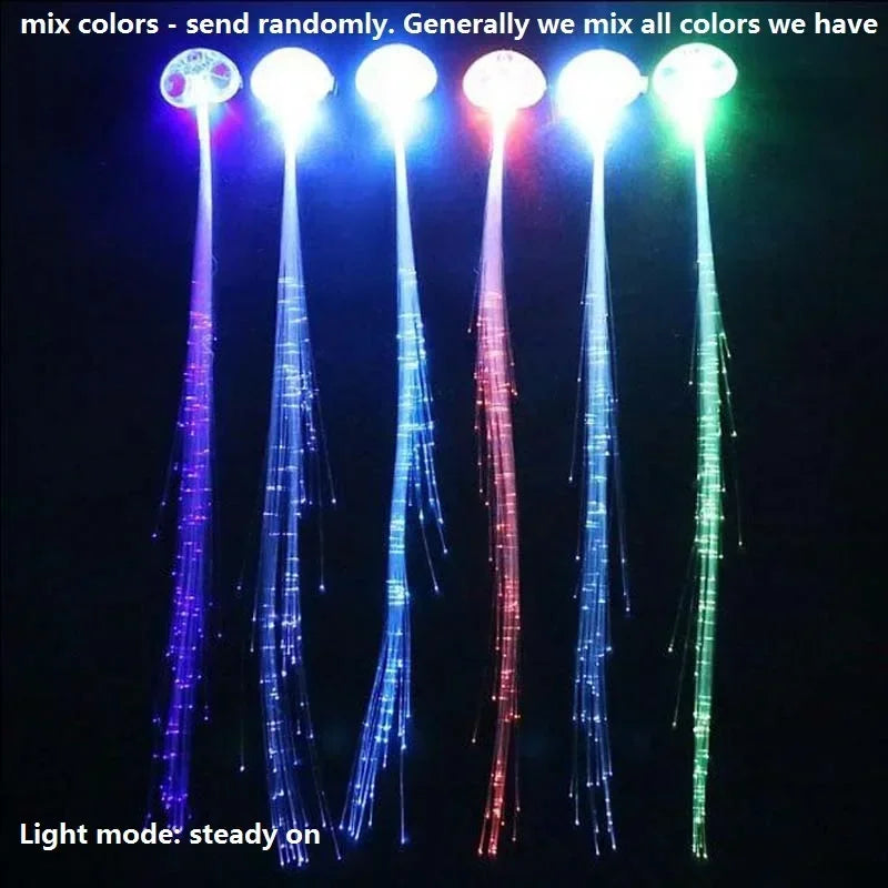 60pcs LED Fiber Optic Hair Clips – Glowing Braid Accessories LED Hair Accessories Babs mix colors