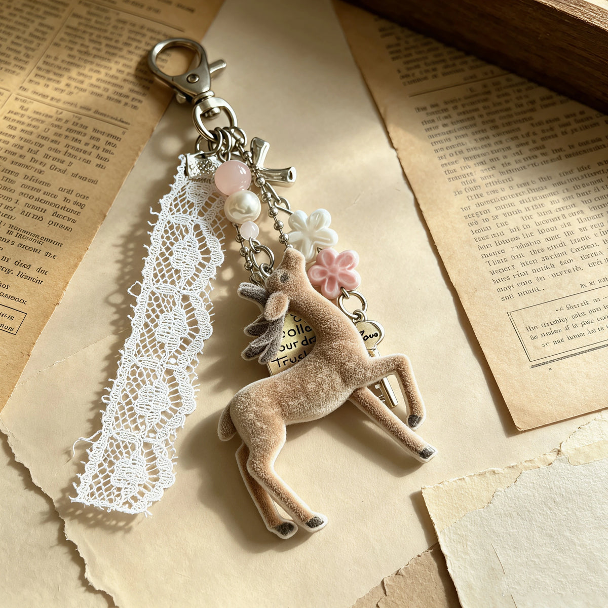 Cute Deer Keychain Y2K Korean DIY Bead Bag Charm | Phone Pendant Keychain Bag Charm Babs