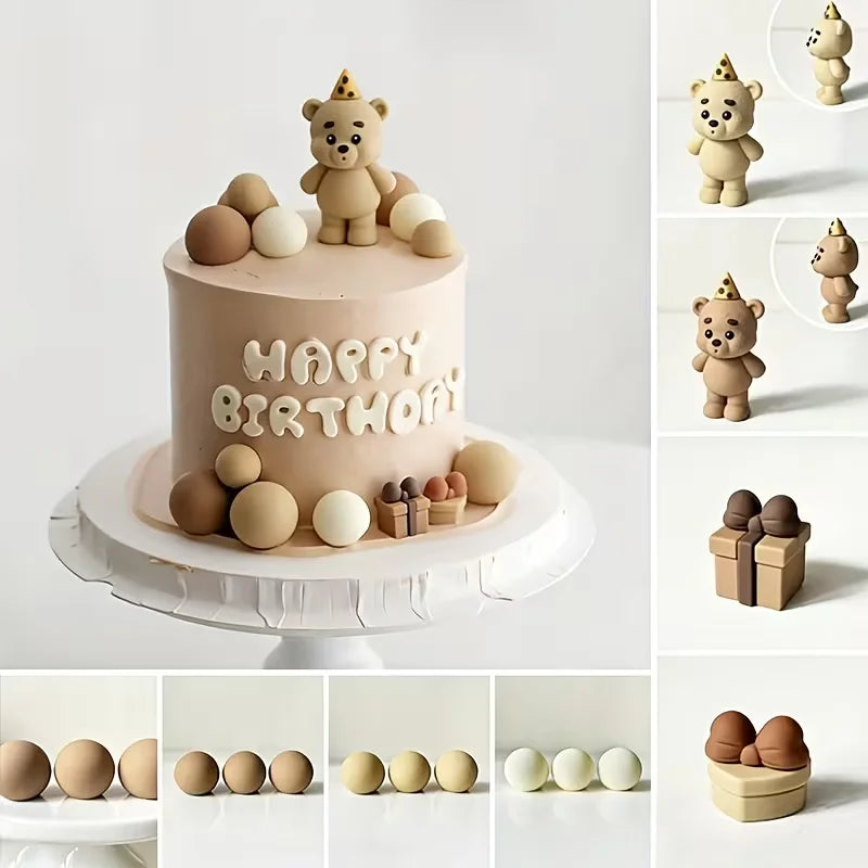 Teddy Bear Cake Topper – Kids Birthday & Baby Shower Decor Cake Topper Babs