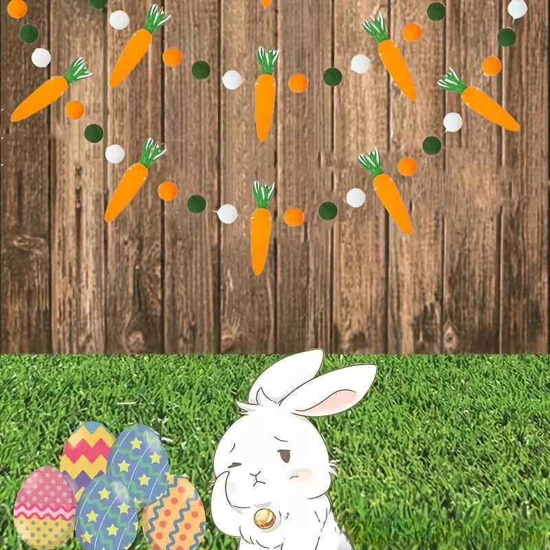 Easter Carrot Pom Pom Garland Felt Bunting Banner Decoration Easter Party Decoration Babs