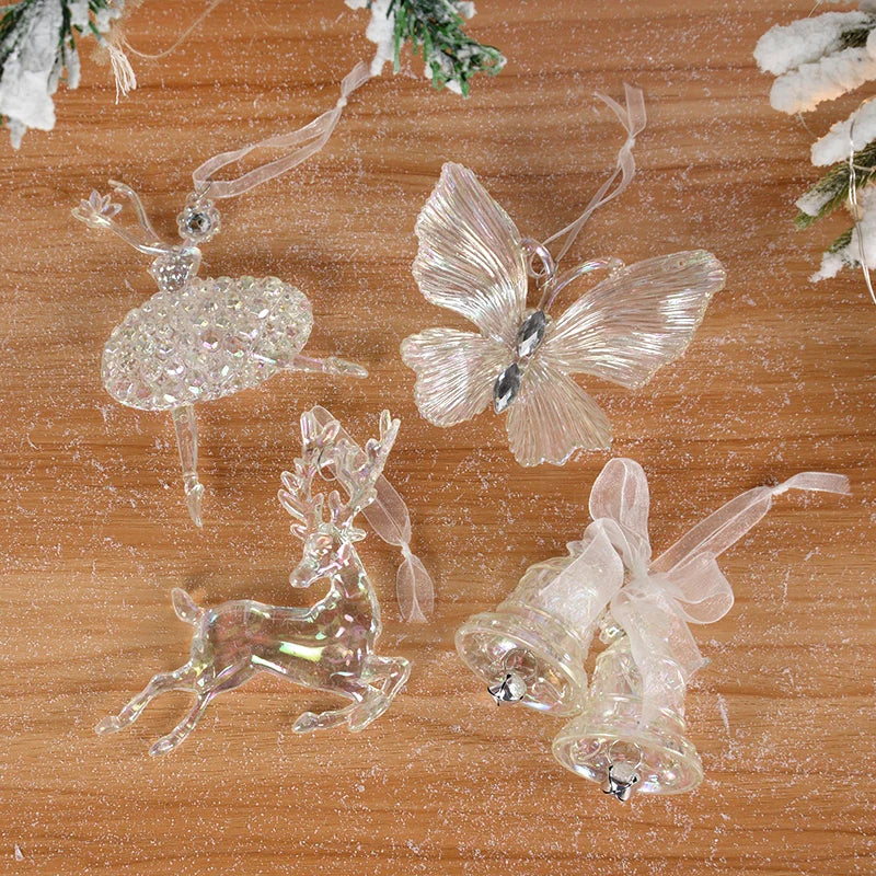 Acrylic Christmas Ornaments – Elk, Angel & Bell Pendants 2024 Christmas Tree Ornaments Babs