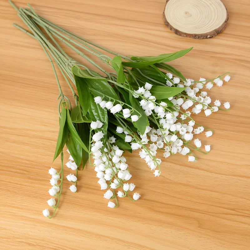6pcs White Artificial Bellflower Orchid Bouquet – Home & Wedding Artificial Flower Set Babs