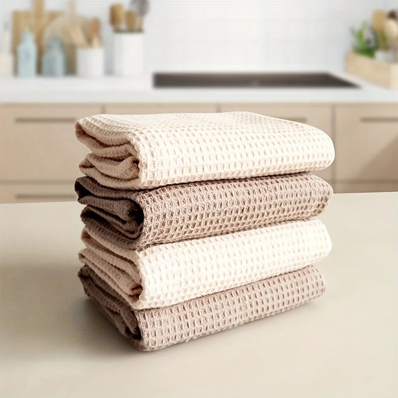 Mixed 4-Pack Waffle Weave Cotton Dish Cloths – Hanging Loop Cotton Dish Cloths Babs