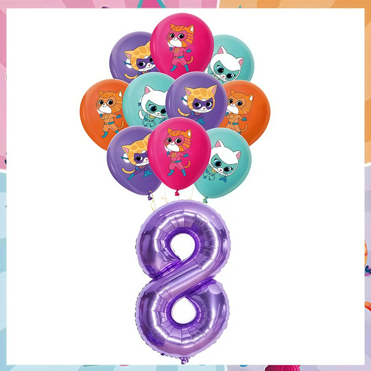 Cat Kitty Birthday Party Supplies – Plates, Cups & Balloons Set Party Supply Kit Babs 19pcs balloon 8