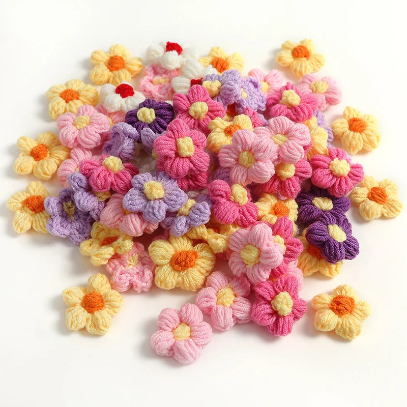 10/20Pcs 4cm Wool Flower Heads DIY Hair Clips Crafts Home Décor DIY Floral Embellishment Babs Mixed Color 20pcs
