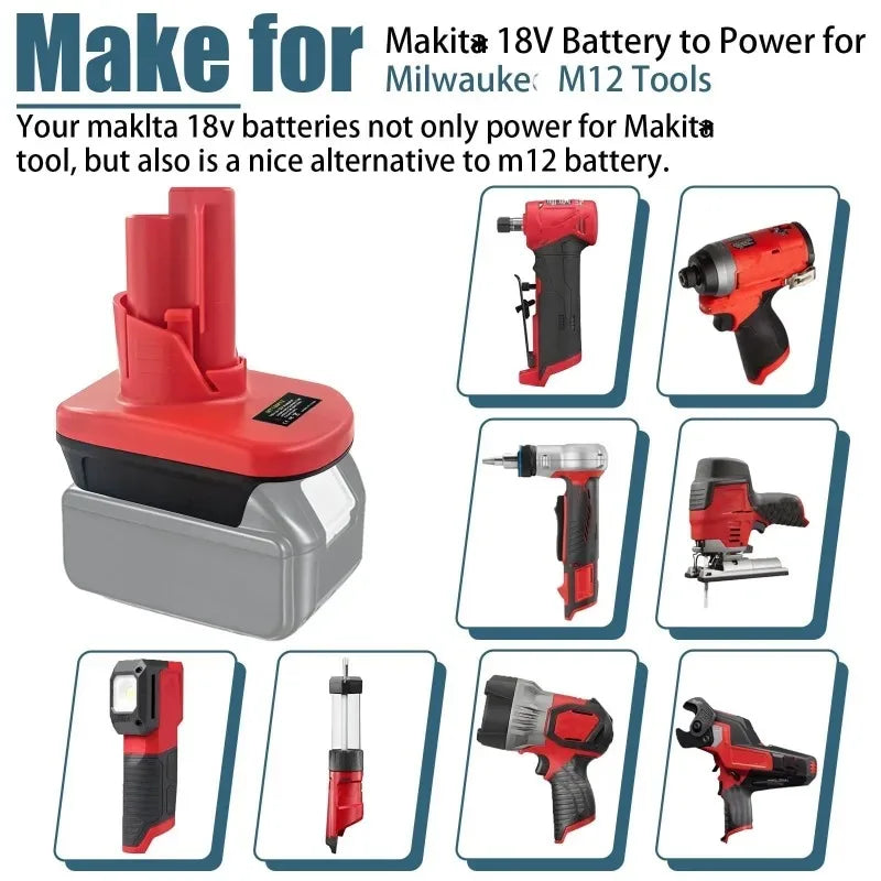Makita 18V to Milwaukee M12 Battery Adapter – MT18M12 Battery Adapter Converter Babs