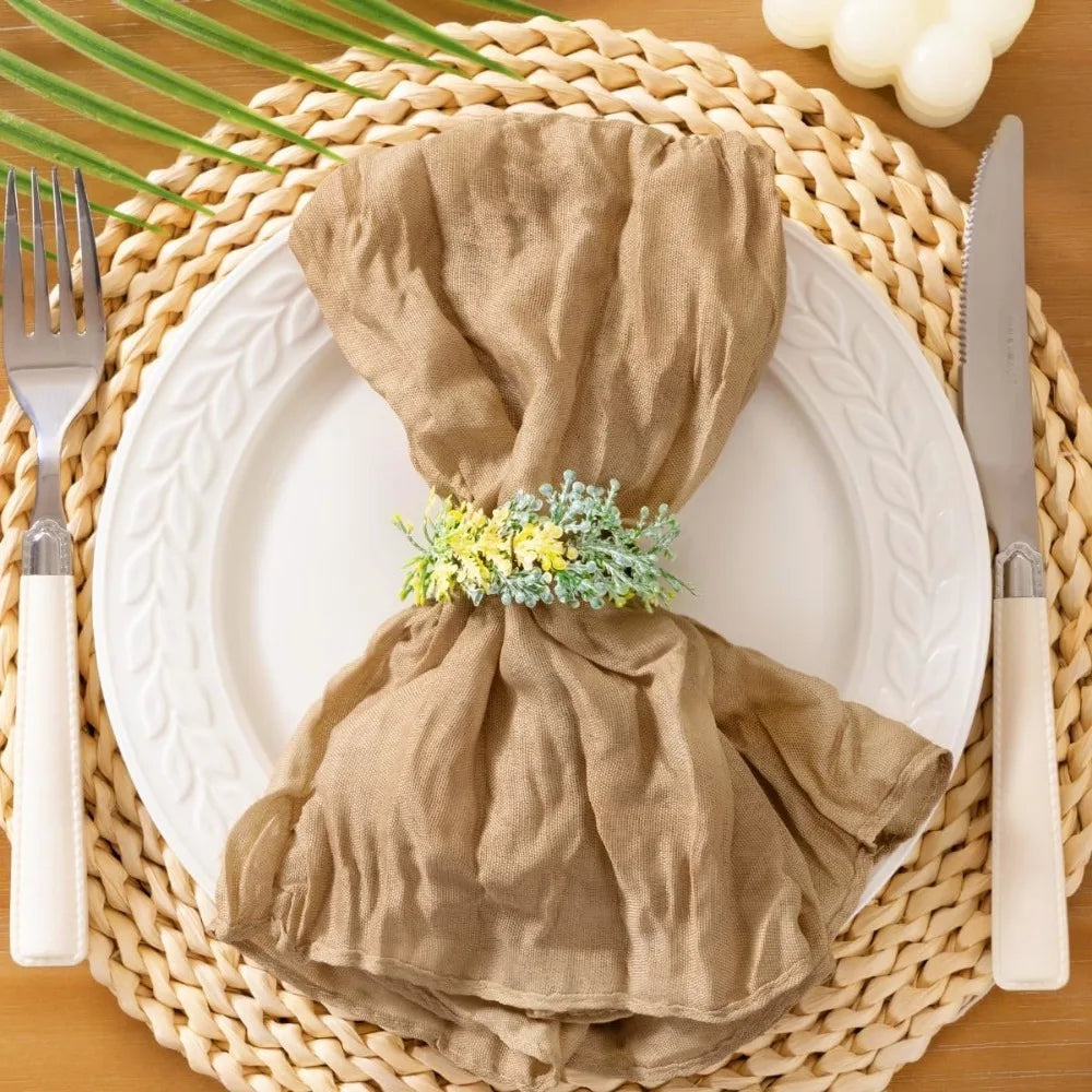 Reusable Gauze Napkins 50x50cm – Solid Color Polyester Table Linen Cloth Table Napkin Babs Brown