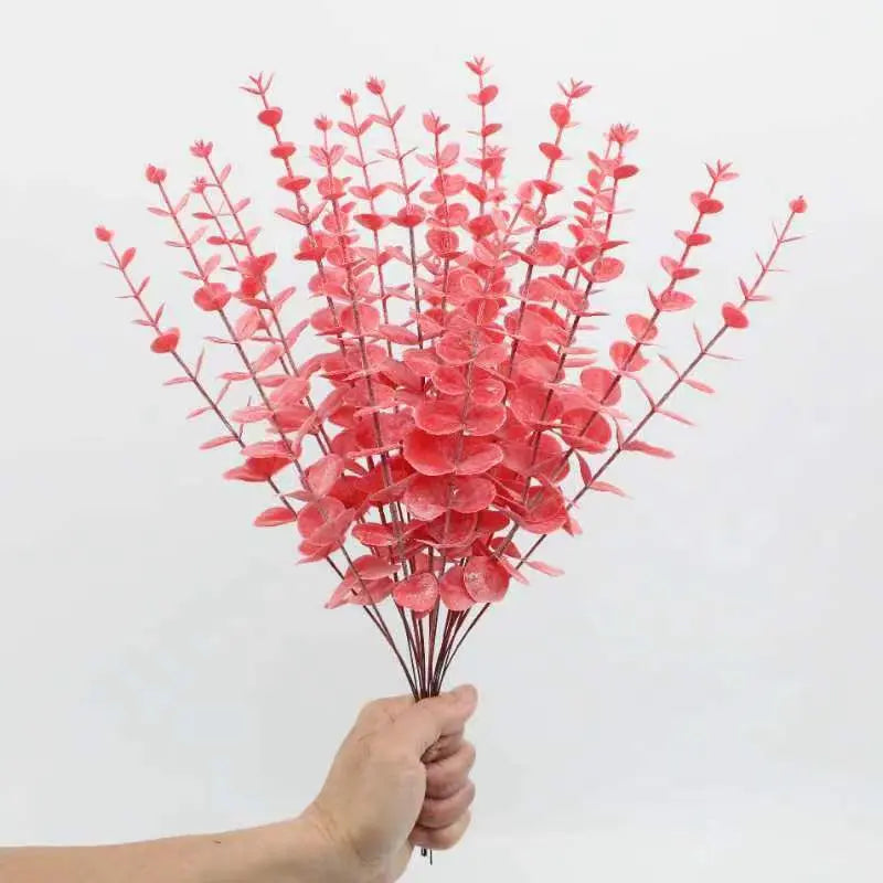 Artificial Eucalyptus Leaves Fake Plants – Wedding & Home Decor Artificial Leaves Babs Red 100pcs