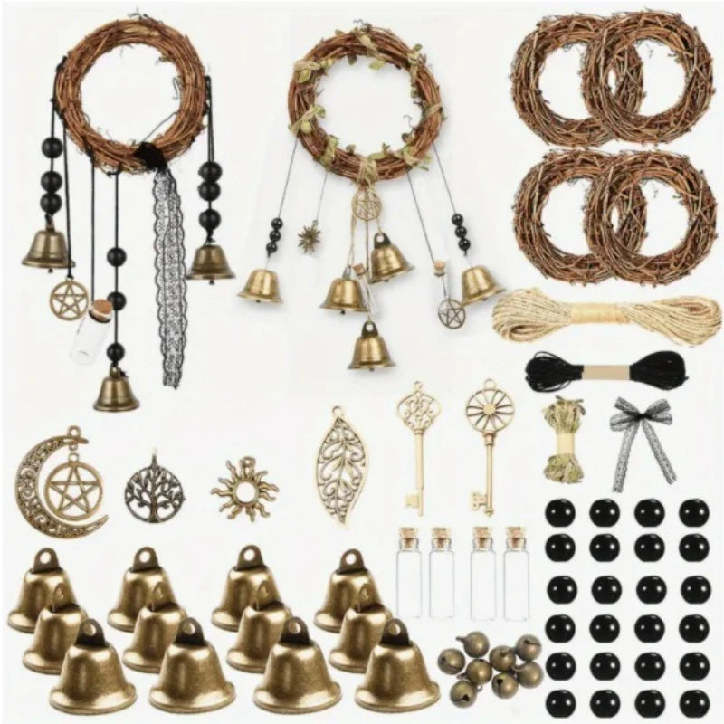63-Piece Halloween Witch Clock Set | Gothic Wind Chimes & Decor Halloween Decor Set Babs