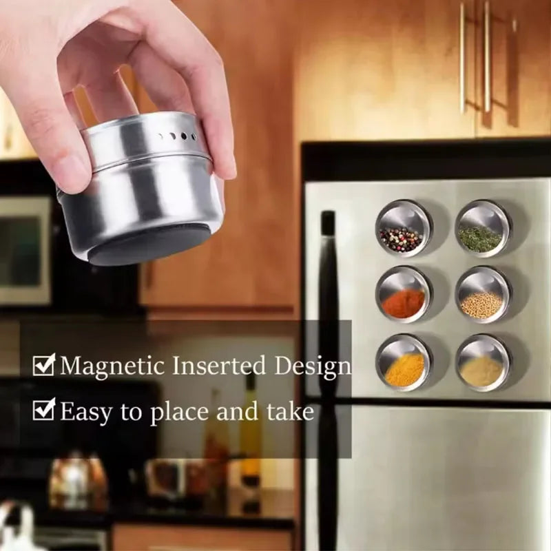 Magnetic Spice Jar Set – Stainless Steel Spice Tins Magnetic Spice Jar Set Babs