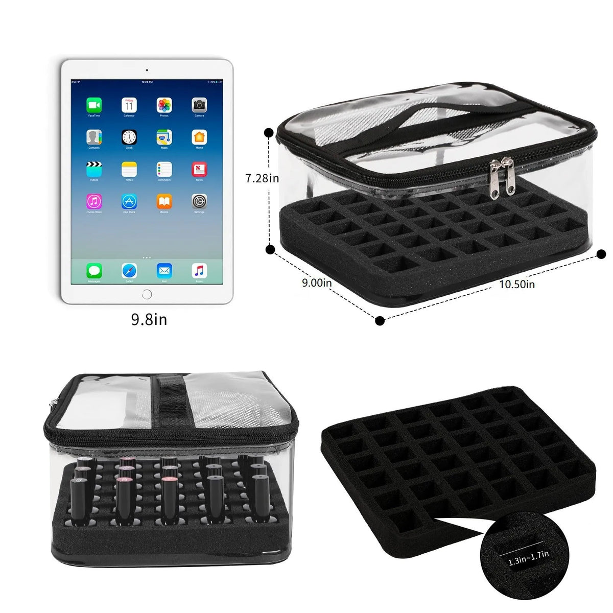 Clear PVC Makeup & Nail Polish Organizer Bag – 36 Grid Cosmetic Organizer Bag Babs