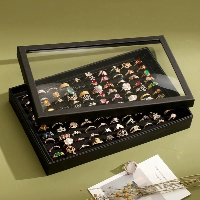 Ring Holder Display Tray – 100-Ring Velvet Jewelry Organizer Jewelry Display Tray Babs
