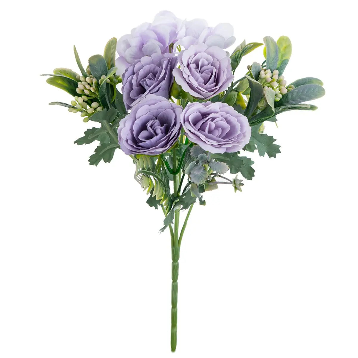 Silk Rose Hydrangea Artificial Flower Bouquet – Wedding & Home Artificial Flower Bouquet Babs VIOLET/紫罗兰 1 pc