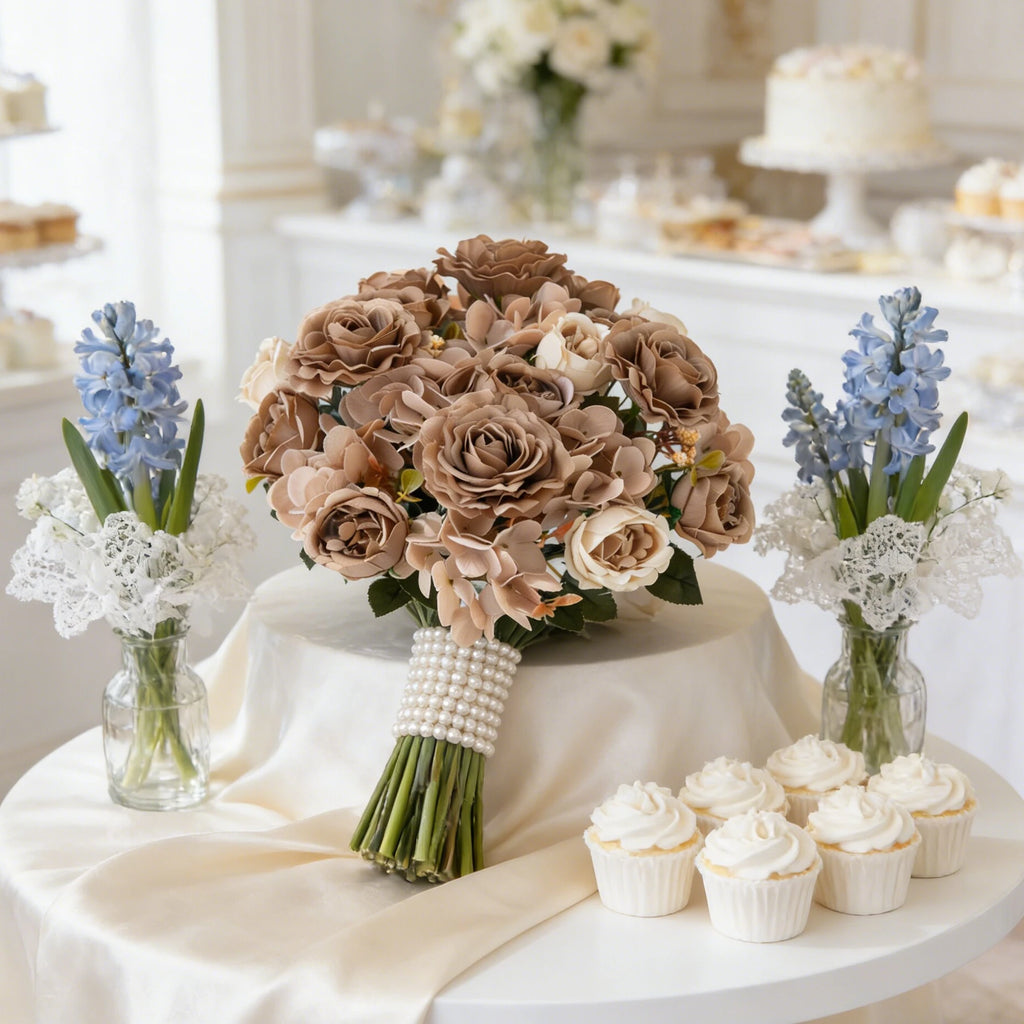 Silk Rose Peony Hydrangea Bouquet – Wedding & Home Decor Artificial Flower Bouquet Babs