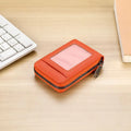 PU Leather Multi-Slot Card Holder Zipper Wallet – Unisex Card Holder Wallet Babs Orange