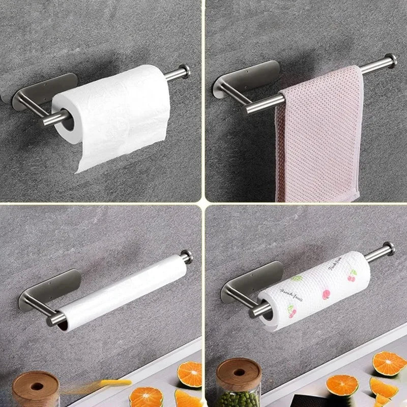 Adhesive Paper Towel Holder Stainless Steel Wall Mount Rack Paper Towel Holder Babs