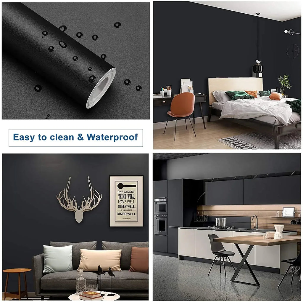 Waterproof Matte Peel & Stick Wallpaper – White/Black PVC Peel & Stick Wallpaper Babs