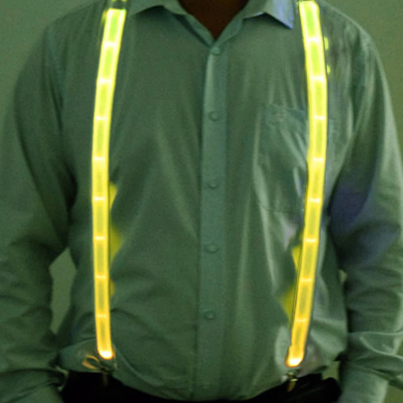 LED Light-Up Suspenders & Bow Tie Glow Party Set LED Party Accessories Babs (5)-Yellow