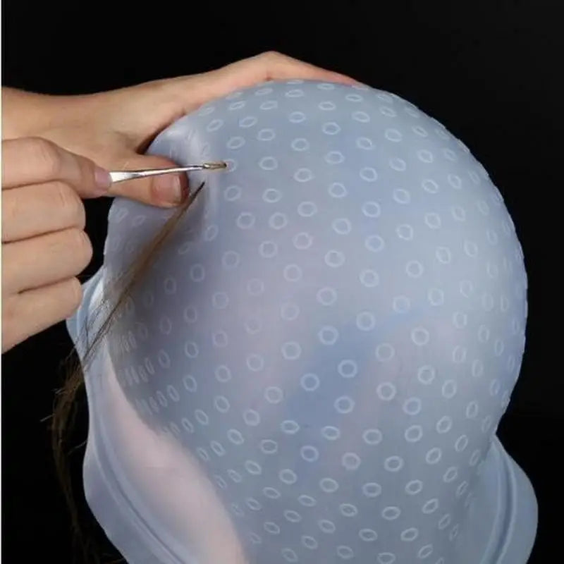 Silicone Reusable Hair Highlighting Dye Cap with Needle Hair Coloring Cap Babs
