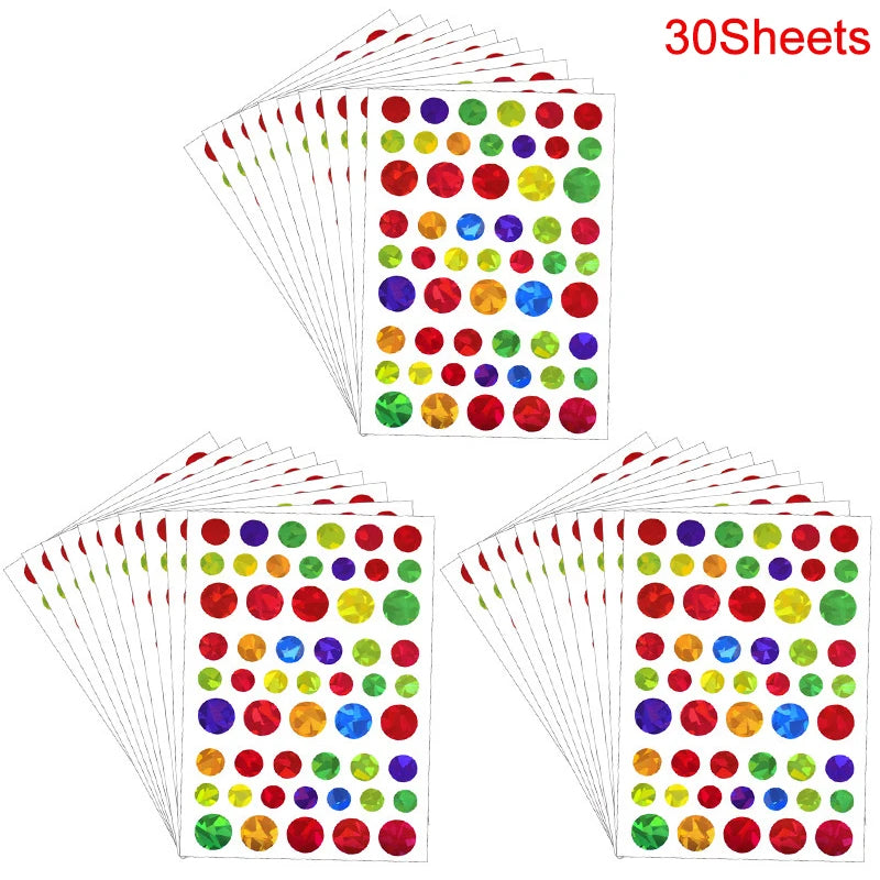 Glitter Star Dot Heart Stickers – Kids Party Favors & Reward Labels Decorative Stickers Babs 30Sheets Dot Other