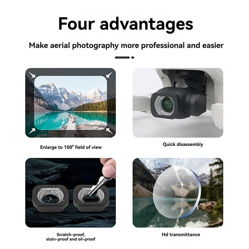 Wide-Angle Lens Filter for DJI FLIP – 100° FOV, HD Glass Camera Lens Filter Babs NONE