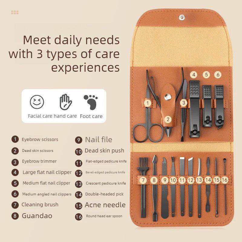 16-Piece Manicure Pedicure Set – Stainless Steel Nail Kit Manicure Pedicure Set Babs