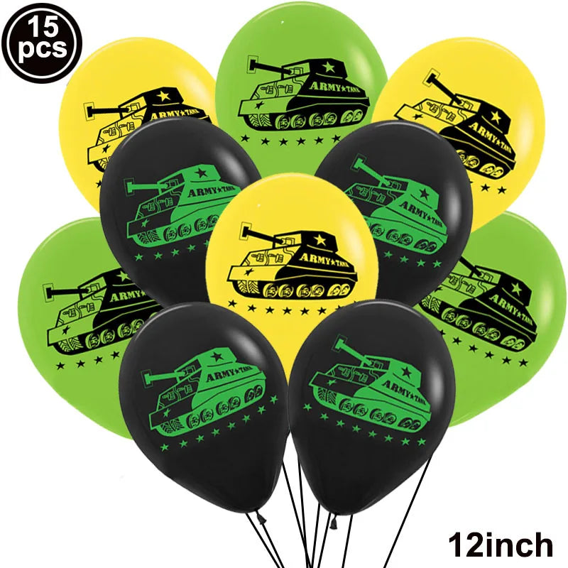 Military Camo Party Supplies – Plates, Cups & Balloons Set