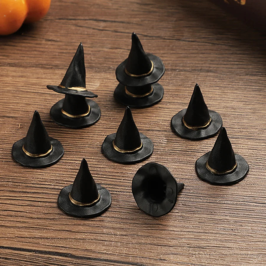 20Pcs Mini Witch Hats & Brooms Halloween DIY Decoration Set Halloween Craft Decor Babs