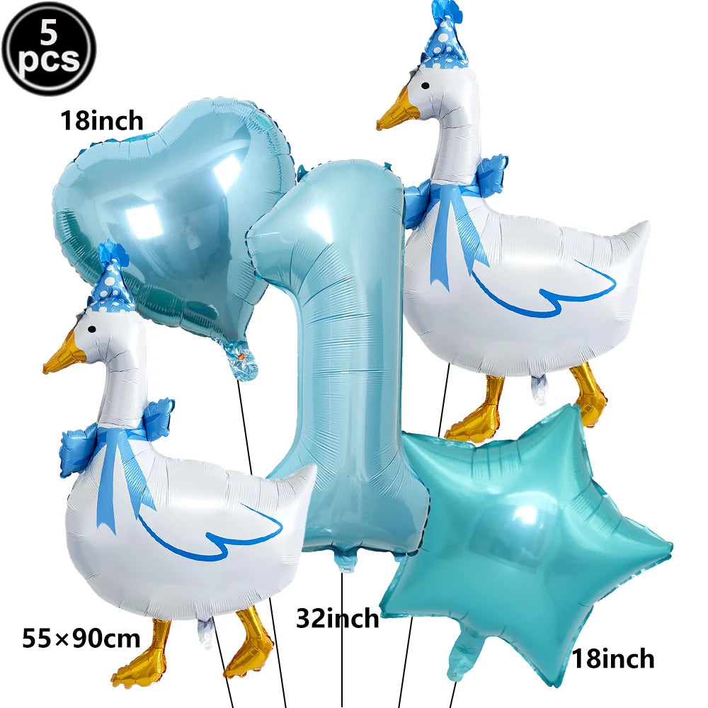 Goose 1st Birthday Foil Balloon Set – Farm Animal Party Decor Birthday Foil Balloon Set Babs Deep Sapphire As pictures show