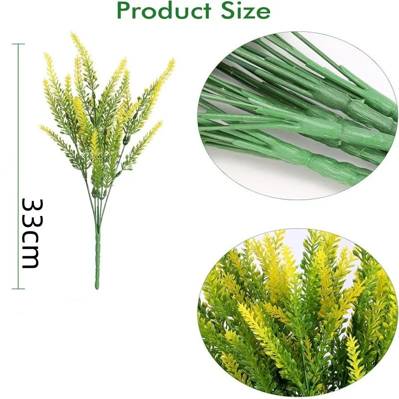 UV Resistant Artificial Lavender Branches – Outdoor Faux Flowers Artificial Flower Branches Babs Yellow 40PCS