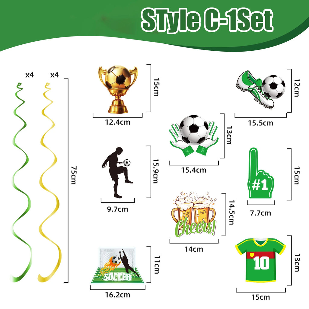 Soccer Party Banner Bunting – Football Birthday Decor Supplies Party Banner Bunting Babs Style C 10Sets