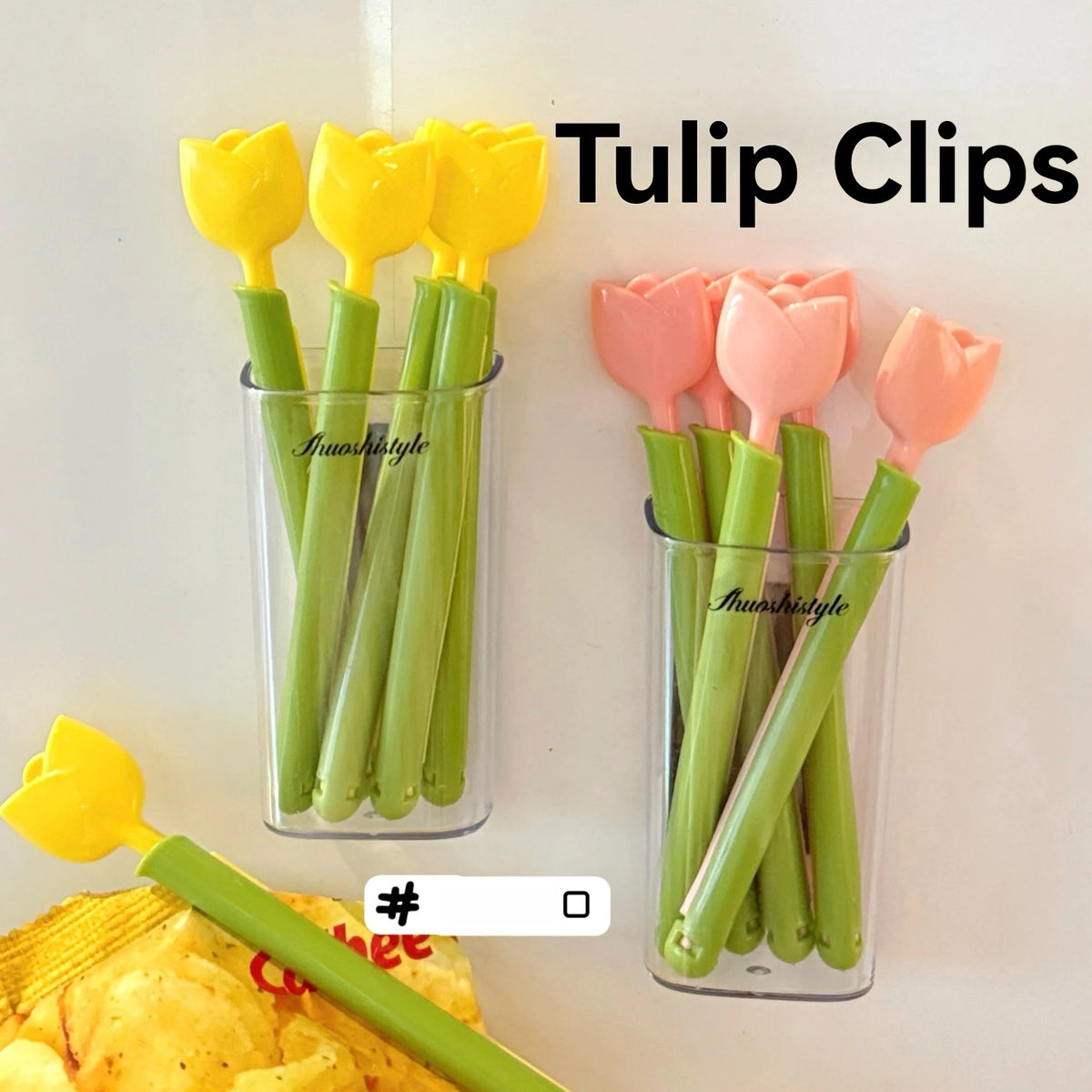 5-Pack Tulip Magnetic Bag Clips – Moisture-Proof Snack Sealer Food Storage Clips Babs