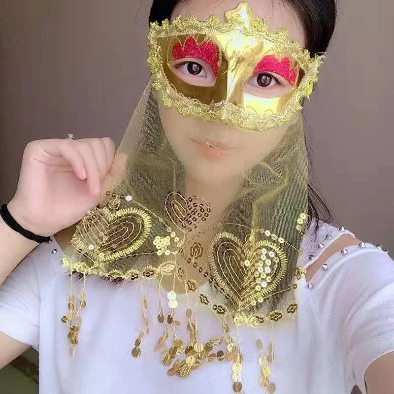 24pcs Lace Half Face Masquerade Masks with Veil | Party Set Masquerade Mask Set Babs Default Title