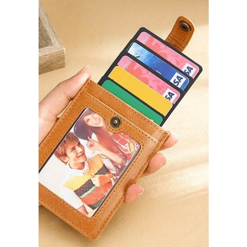 Leather Pull-Out Card Holder – Slim Unisex Wallet with Buckle Leather Card Holder Babs