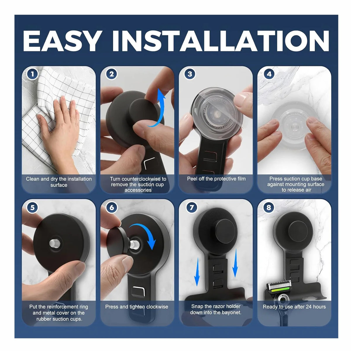 3-Hook Suction Cup Razor Holder – Stainless Steel Shower Hook Shower Razor Holder Babs