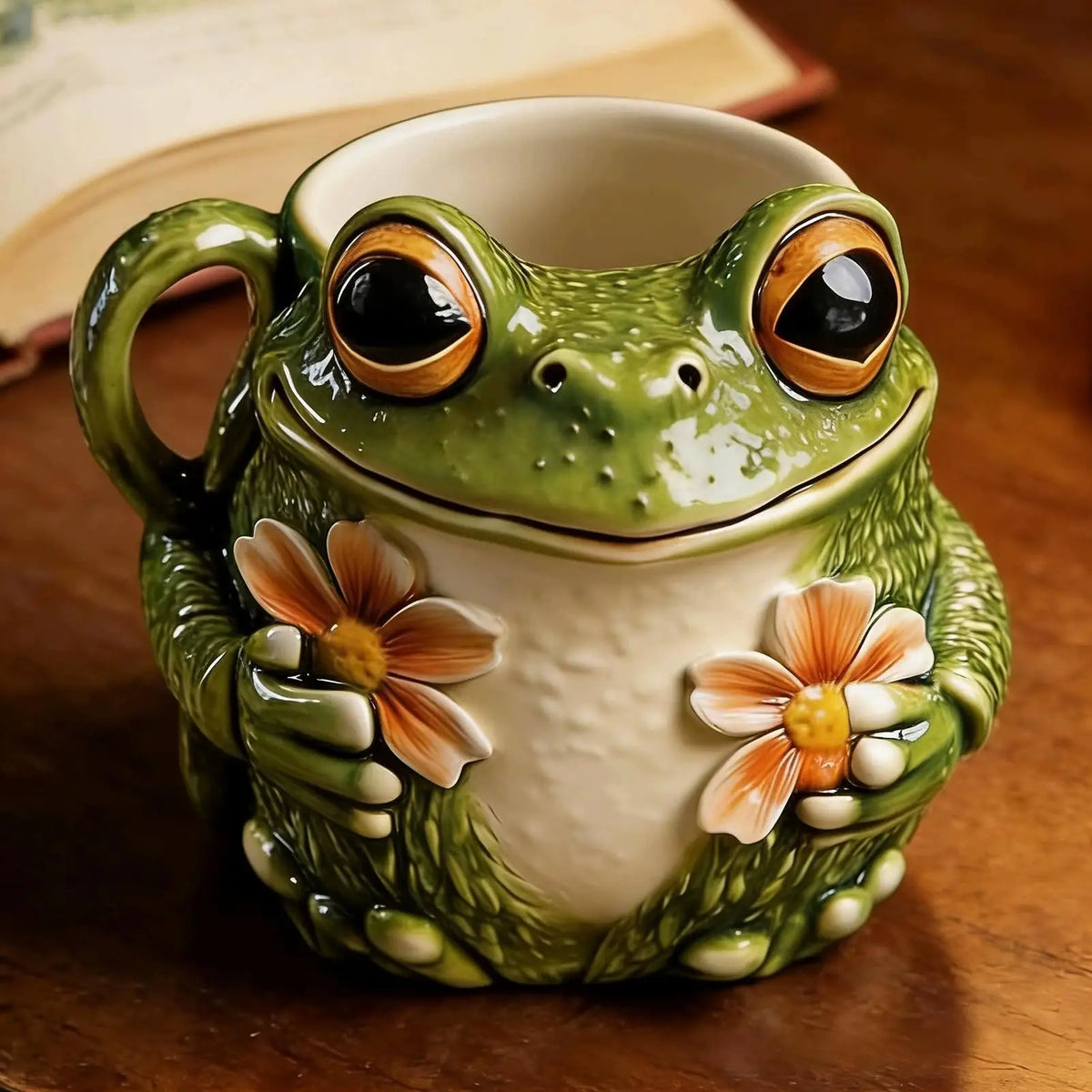 Frog Shape Ceramic Mug – 3D Hand-Painted Coffee & Tea Cup Novelty Ceramic Mug Babs