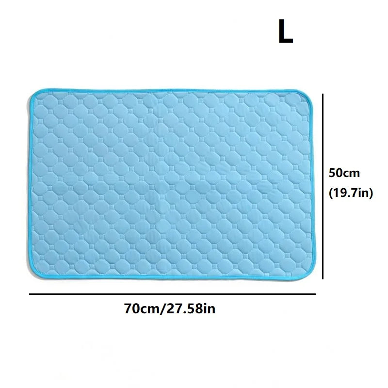 Summer Pet Cooling Mat for Cats & Dogs | Non-Slip Washable Pet Cooling Mat Babs Blue L