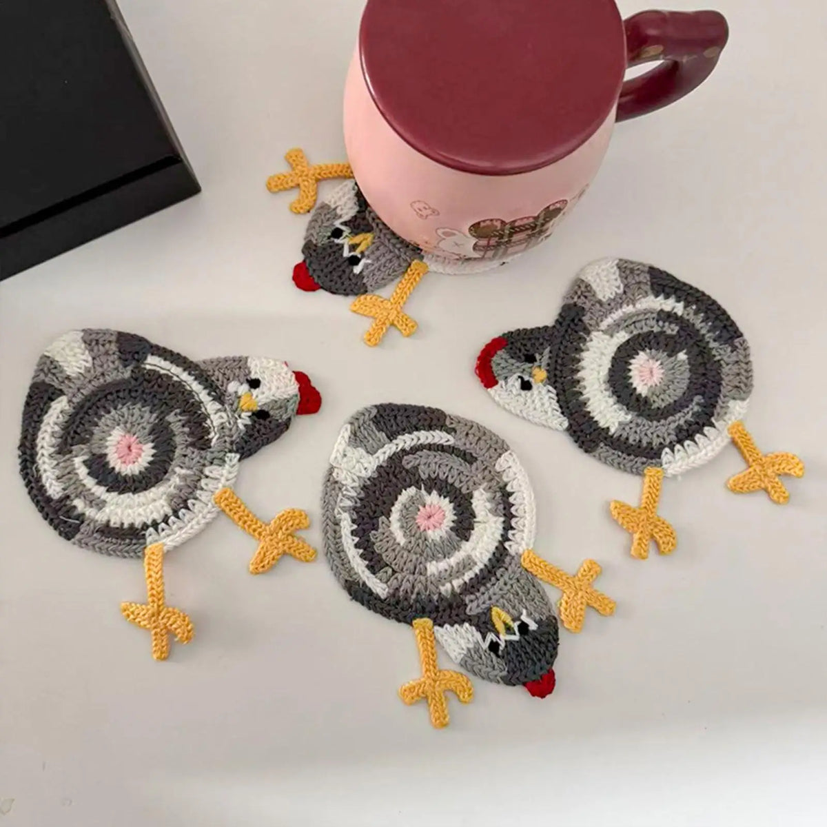 Chicken Coasters – Heat Resistant Absorbent Crochet Drink Coaster Drink Coasters Babs