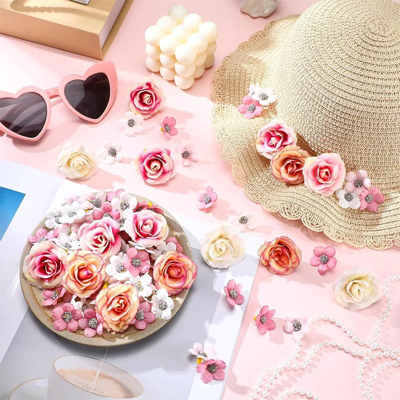 Mini Silk Rose Artificial Flower Heads Bulk 20/50 Pcs – DIY Décor Artificial Flowers Babs