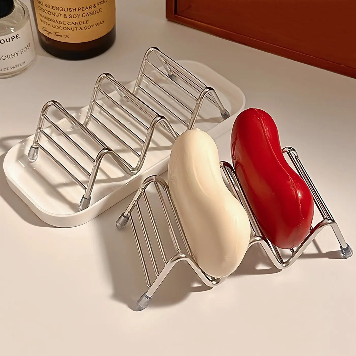 Wavy Stainless Steel Soap Dish with Removable Drip Tray Soap Dish Babs
