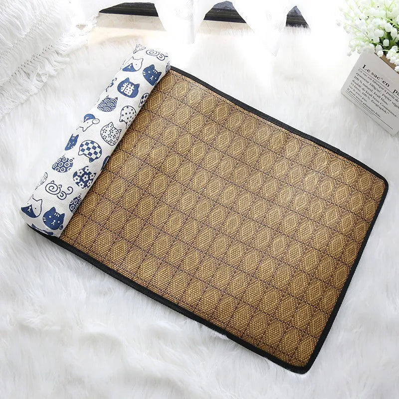 Pet Self-Cooling Rattan Mat for Cats & Dogs – Summer Bed Pet Cooling Mat Babs White cat M